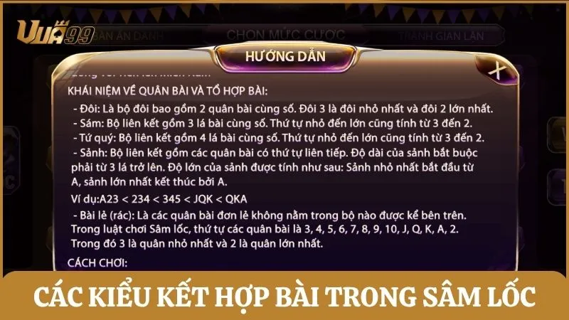 Các kiểu kết hợp bài trong Sâm Lốc