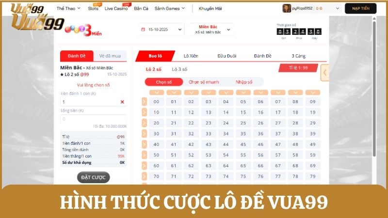 Những hình thức đặt cược lô đề đang dạng và hấp dẫn tại nhà cái Vua99