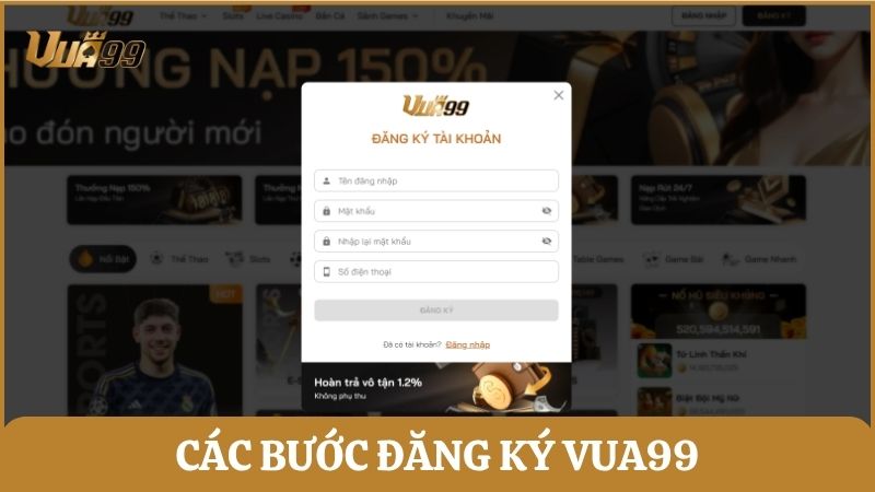 Biểu mẫu các bước đăng ký siêu đơn giản để trở thành thành viên nhà cái
