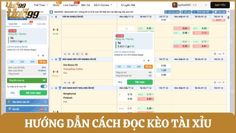 Hướng dẫn chi tiết cách đọc kèo cược tài xỉu trên bảng kèo